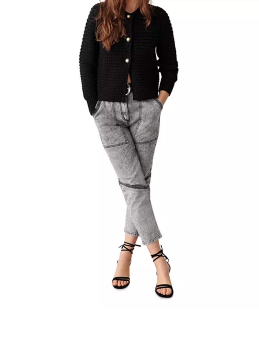 ISO - ba&sh Gray Acid-Wash Jeans